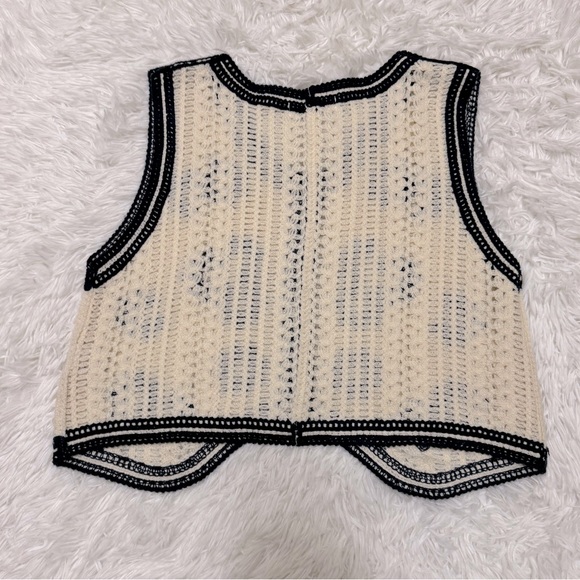 Chip Clip Sweater Vest Navy Blue flower Sweater Vest Cream Button Up knit vest - Picture 6 of 6